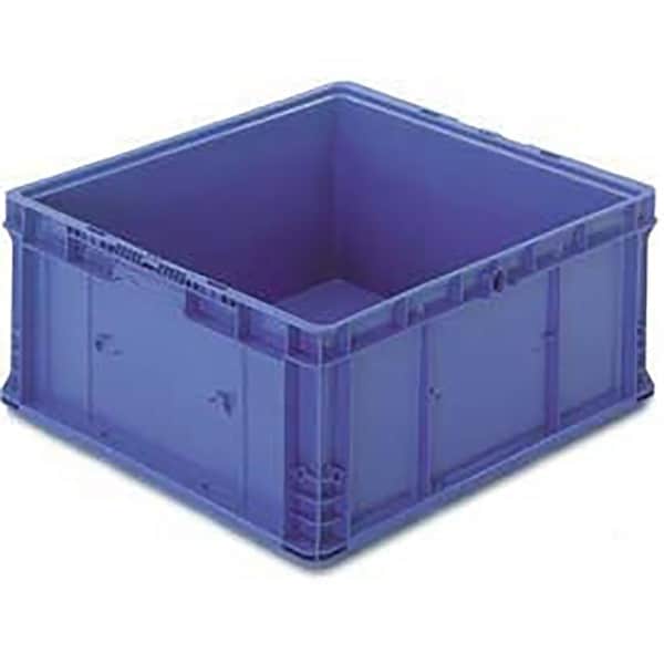 Solid Straight Wall Storage Container, 24 in L x 22-1/2 in W, Blue, Polyethylene